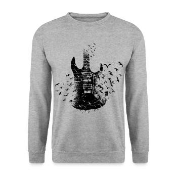 Guitar Graphic Guitar Player Rock Band Member Musi - Unisex Pullover - Weißgrau meliert - Vorne - Alina (178cm) & Michal (187cm)
