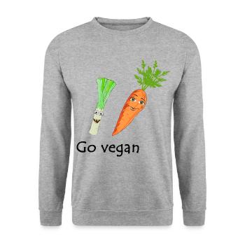 Go vegan - Unisex Pullover - Weißgrau meliert - Vorne - Alina (178cm) & Michal (187cm)