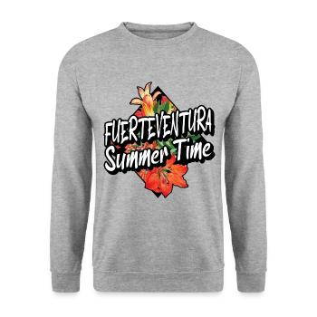 Fuerteventura Sommer Sonne Strand Meer Palmen - Unisex Pullover - Weißgrau meliert - Vorne - Alina (178cm) & Michal (187cm)