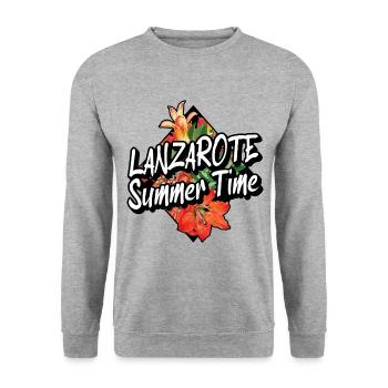 Lanzarote Sommer Sonne Strand Meer Palmen Urlaub - Unisex Pullover - Weißgrau meliert - Vorne - Alina (178cm) & Michal (187cm)