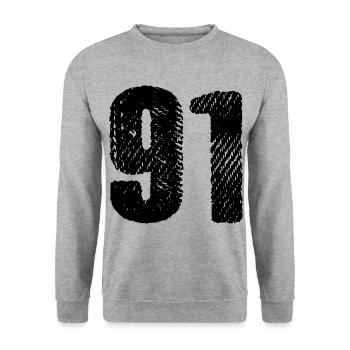 91 number jersey - Unisex Sweatshirt - salt & pepper - Front - Alina (178cm) & Michal (187cm)