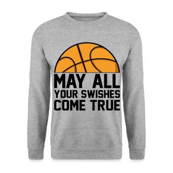 May All Your Swishes Come True I Basketballer - Unisex Pullover - Weißgrau meliert - Vorne - Alina (178cm) & Michal (187cm)