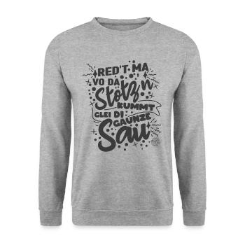Redt ma vo da STötzn - Unisex Pullover - Weißgrau meliert - Vorne - Alina (178cm) & Michal (187cm)