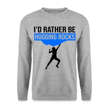 I'd Rather Be Hugging Rocks Bouldering Climbing Cl - Unisex Pullover - Weißgrau meliert - Vorne - Alina (178cm) & Michal (187cm)