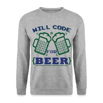 Funny Beer Coding Coder - Unisex Sweatshirt - salt & pepper - Front - Alina (178cm) & Michal (187cm)