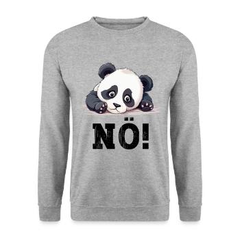 Nö Einfach Nö No Nein Panda Bär Süß Lustig Spruch - Unisex Pullover - Weißgrau meliert - Vorne - Alina (178cm) & Michal (187cm)