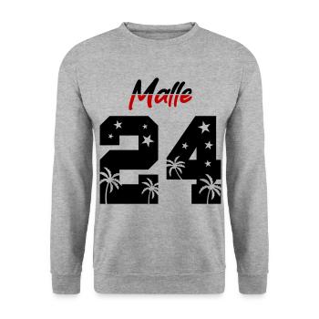 Malle 24 - Unisex Pullover - Weißgrau meliert - Vorne - Alina (178cm) & Michal (187cm)