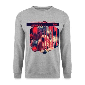 Monster #120 Reue - Unisex Pullover - Weißgrau meliert - Vorne - Alina (178cm) & Michal (187cm)