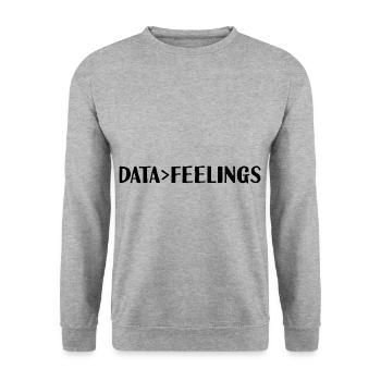 Les données sont plus importantes que les sentiments 2 - Sweat-shirt Unisexe - gris chiné - Devant - Alina (178cm) & Michal (187cm)