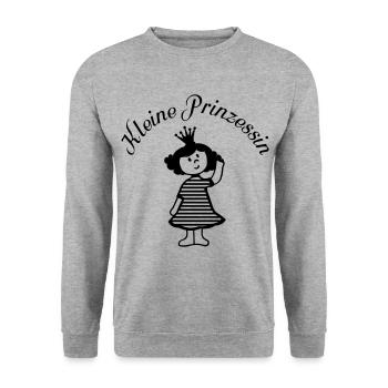 kleine Prinzessin mit Schriftzug - Unisex Pullover - Weißgrau meliert - Vorne - Alina (178cm) & Michal (187cm)