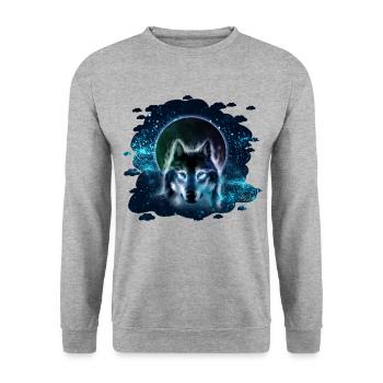 Wolfmond - Unisex Pullover - Weißgrau meliert - Vorne - Alina (178cm) & Michal (187cm)