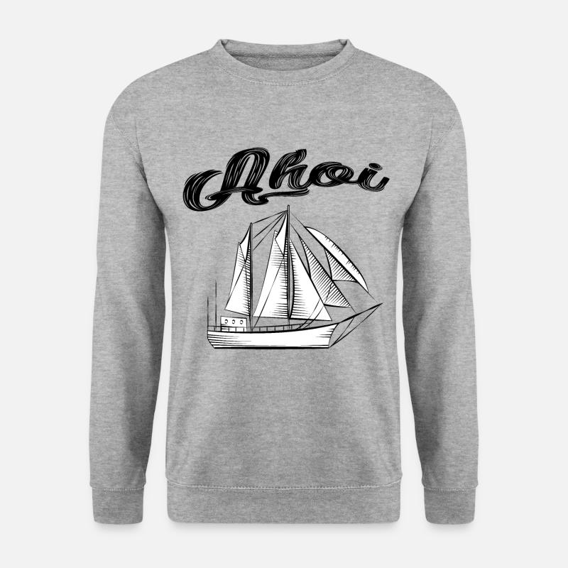 Ahoi Schiff Seemann Boot Geschenk Ozean - Unisex Pullover - Weißgrau meliert