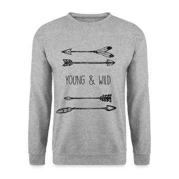 Flèches jeunes et sauvages - Sweat-shirt Unisexe - gris chiné - Devant - Alina (178cm) & Michal (187cm)
