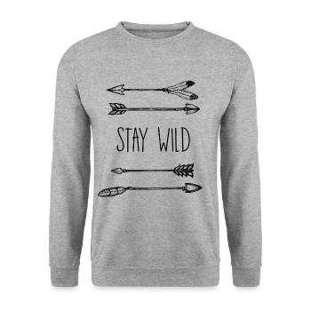 Arrows STAY WILD - Unisex Sweatshirt - salt & pepper - Front - Alina (178cm) & Michal (187cm)