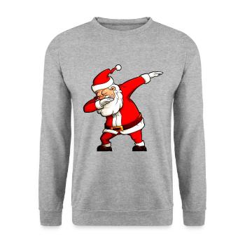 Dabbing Santa Claus - Weihnachtsmann - Unisex Pullover - Weißgrau meliert - Vorne - Alina (178cm) & Michal (187cm)