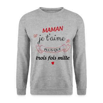Maman je t aime pleins de fois - Sweat-shirt Unisexe - gris chiné - Devant - Alina (178cm) & Michal (187cm)