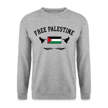 Free Palestine Freedom Palestine - Unisex Sweatshirt - salt & pepper - Front - Alina (178cm) & Michal (187cm)
