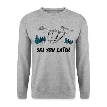 Ski You Later - Wintersport - Unisex Pullover - Weißgrau meliert - Vorne - Alina (178cm) & Michal (187cm)