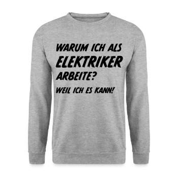 Elektriker Sprüche Humor - Unisex Pullover - Weißgrau meliert - Vorne - Alina (178cm) & Michal (187cm)
