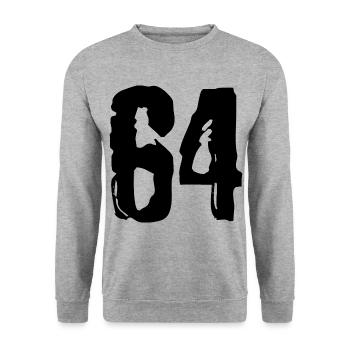 64 Zahl Trikot - Unisex Pullover - Weißgrau meliert - Vorne - Alina (178cm) & Michal (187cm)