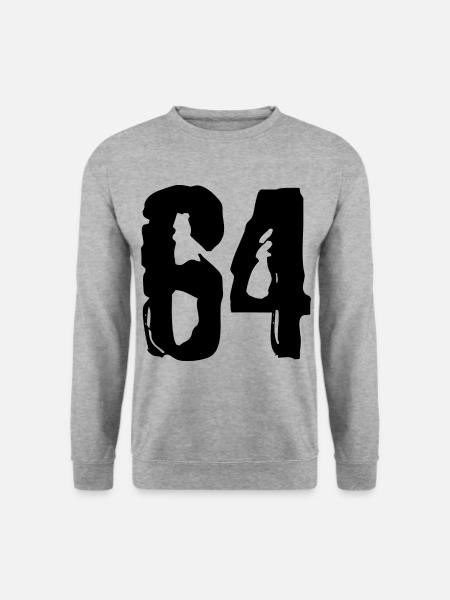 64 Zahl Trikot - Unisex Pullover - Weißgrau meliert