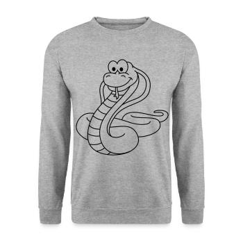 Snake Cobra Comic Animal - Unisex Sweatshirt - salt & pepper - Front - Alina (178cm) & Michal (187cm)
