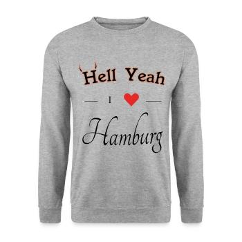 I love Hamburg - Unisex Pullover - Weißgrau meliert - Vorne - Alina (178cm) & Michal (187cm)