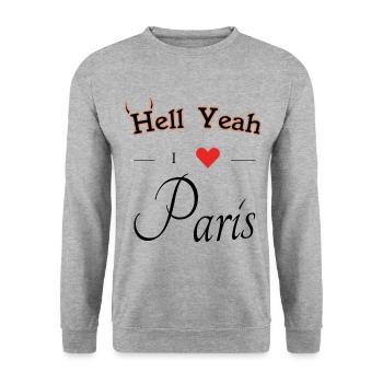 hell yeah i love Paris - Unisex Pullover - Weißgrau meliert - Vorne - Alina (178cm) & Michal (187cm)
