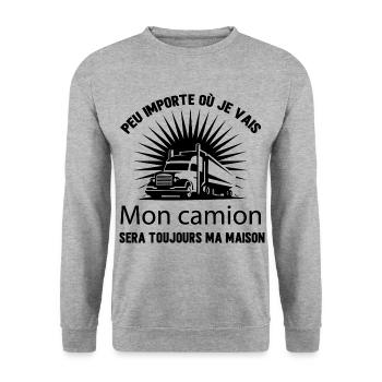 Idée cadeau camion humour - Sweat-shirt Unisexe - gris chiné - Devant - Alina (178cm) & Michal (187cm)