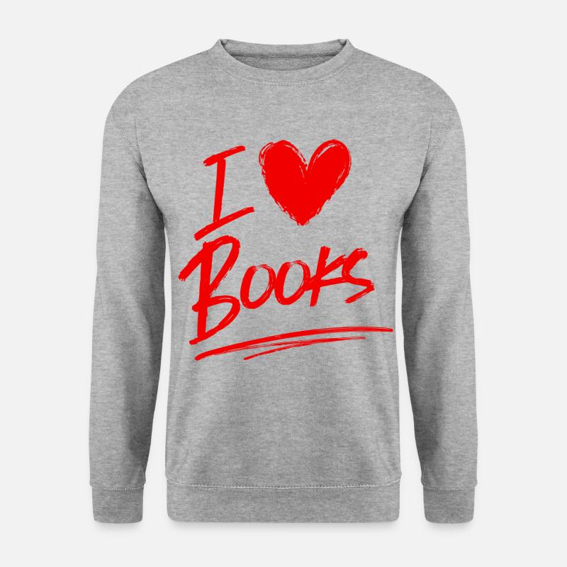 Ich liebe Bücher - Unisex Pullover - Weißgrau meliert