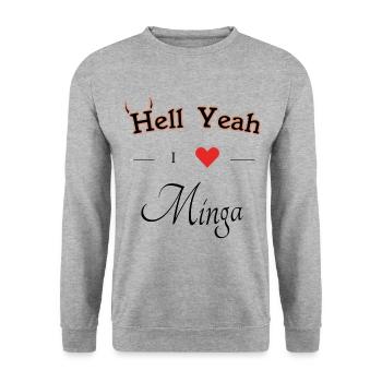 hell yeah i love minga - Unisex Pullover - Weißgrau meliert - Vorne - Alina (178cm) & Michal (187cm)