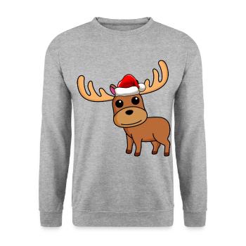 Noël de la bande dessinée Elk - Sweat-shirt Unisexe - gris chiné - Devant - Alina (178cm) & Michal (187cm)