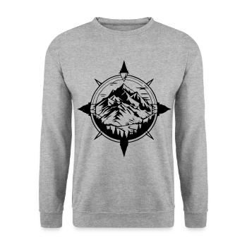 Symbole de voyage Compass Mountains - Sweat-shirt Unisexe - gris chiné - Devant - Alina (178cm) & Michal (187cm)
