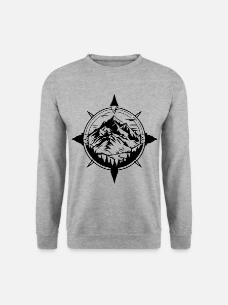 Kompass Berge Travel Symbol - Unisex Pullover - Weißgrau meliert