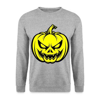 Halloween Pumpkin Face Creepy - Unisex Sweatshirt - salt & pepper - Front - Alina (178cm) & Michal (187cm)