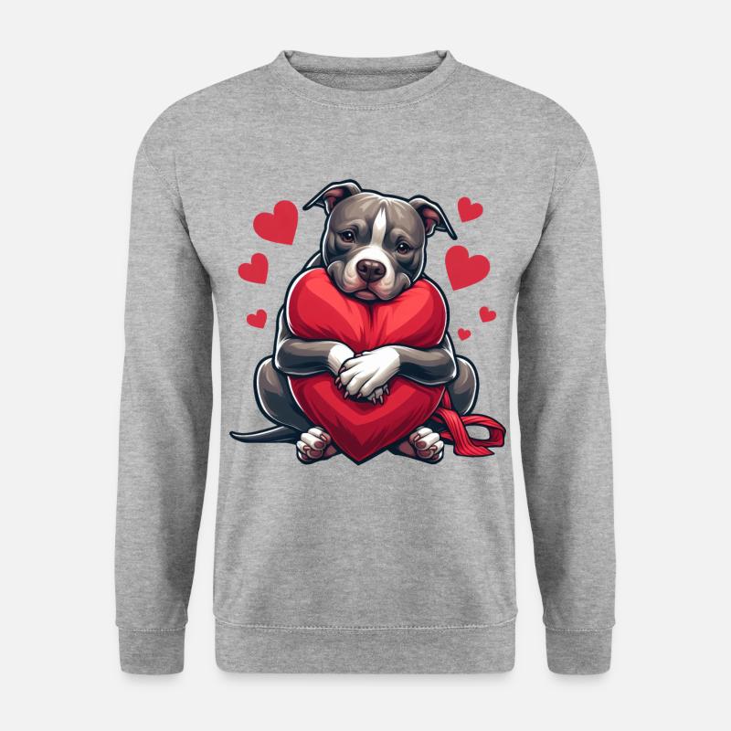 Pitbull Liebe - Unisex Pullover - Weißgrau meliert
