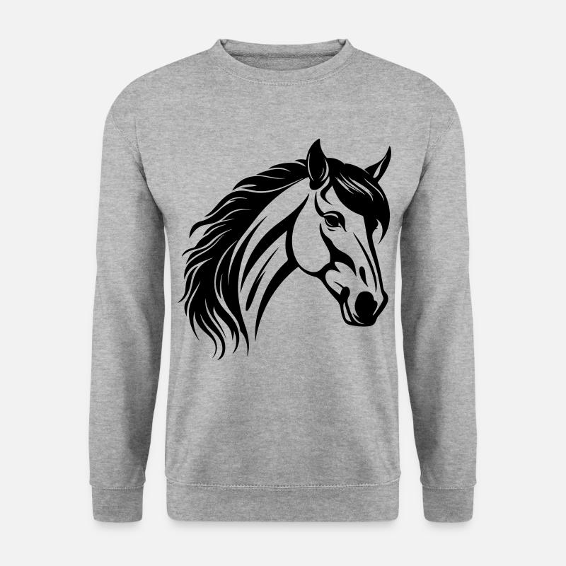 Pferd Kopf - Unisex Pullover - Weißgrau meliert