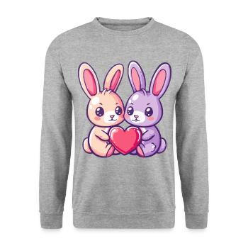 Bunny Couple In Love Easter Valentine's Day - Unisex Sweatshirt - salt & pepper - Front - Alina (178cm) & Michal (187cm)