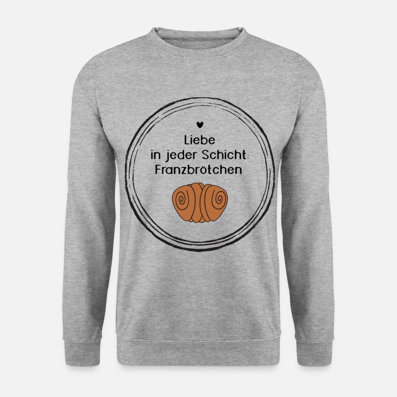 Franzbrötchen Liebe I Liebe in jeder Schicht - Unisex Pullover - Weißgrau meliert