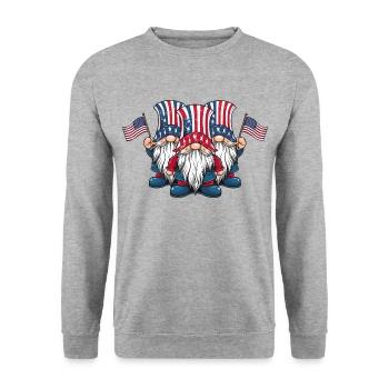 Gnomes patriotiques américains avec drapeau américain - Sweat-shirt Unisexe - gris chiné - Devant - Alina (178cm) & Michal (187cm)