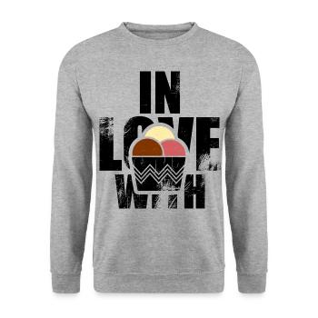 J’aime les glaces de glace cadeau - Sweat-shirt Unisexe - gris chiné - Devant - Alina (178cm) & Michal (187cm)