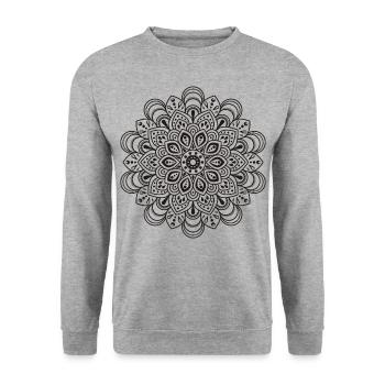 Mandala Mandala - Unisex Pullover - Weißgrau meliert - Vorne - Alina (178cm) & Michal (187cm)