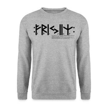 Friesian (s) "Frijiiz" germ. Tribe, text & info - Unisex Sweatshirt - salt & pepper - Front - Alina (178cm) & Michal (187cm)