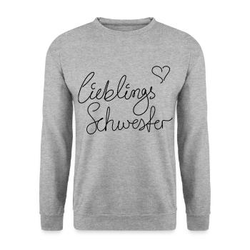 Lieblingsschwester - Unisex Pullover - Weißgrau meliert - Vorne - Alina (178cm) & Michal (187cm)
