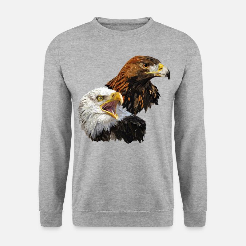Weißkopfseeadler und Steinadler - Unisex Pullover - Weißgrau meliert