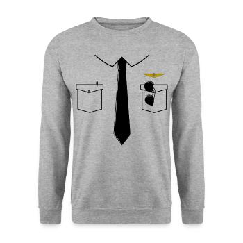 Pilot Suit Tie - Joke - Unisex Sweatshirt - salt & pepper - Front - Alina (178cm) & Michal (187cm)