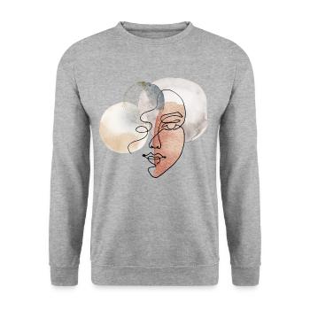 female portrait illustration with watercolors - Unisex Sweatshirt - salt & pepper - Front - Alina (178cm) & Michal (187cm)
