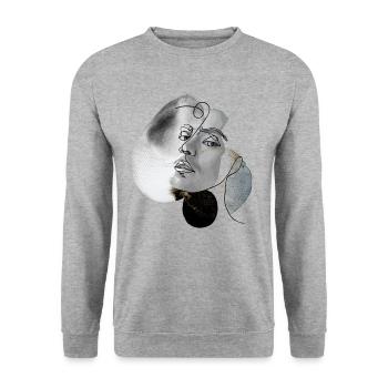 male portrait illustration with watercolors - Unisex Sweatshirt - salt & pepper - Front - Alina (178cm) & Michal (187cm)