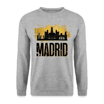 Madrid Spain Spain Espana Skyline City Gold - Unisex Sweatshirt - salt & pepper - Front - Alina (178cm) & Michal (187cm)