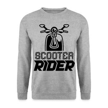 Rollerfahrer Motorroller Moped Mofa - Unisex Pullover - Weißgrau meliert - Vorne - Alina (178cm) & Michal (187cm)